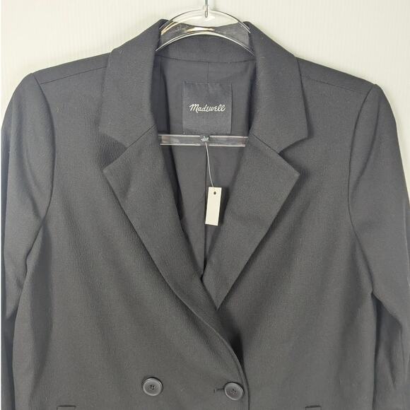 Madewell Caldwell Double Breasted Blazer Black Classic Preppy Size Small NWT - Picture 3 of 10